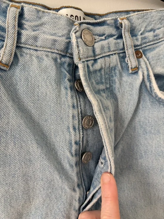 AGOLDE 90s High Rise Cropped Straight Jeans Nerve Light Wash Denim Raw Hem 28 - Picture 5 of 12